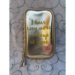 Too Faced Makeup Cosmetic Bag Pink / Gold- I Have Way More Makeup at Home-Tassle